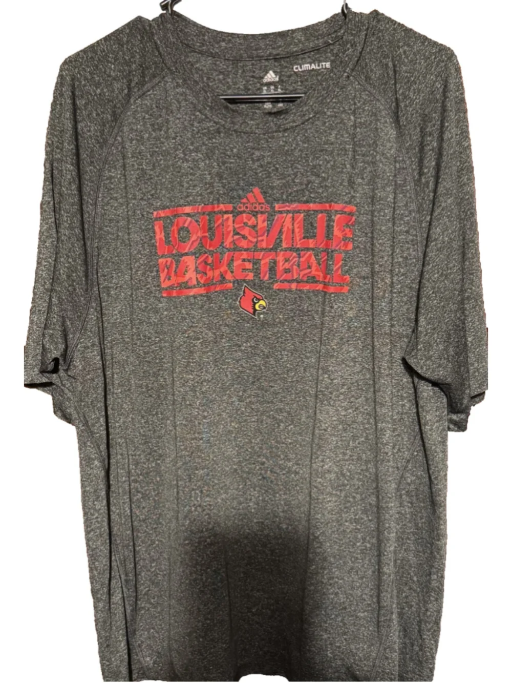 Louisville Cardinals Adidas Basketball TShirt Men Sz XL Gray